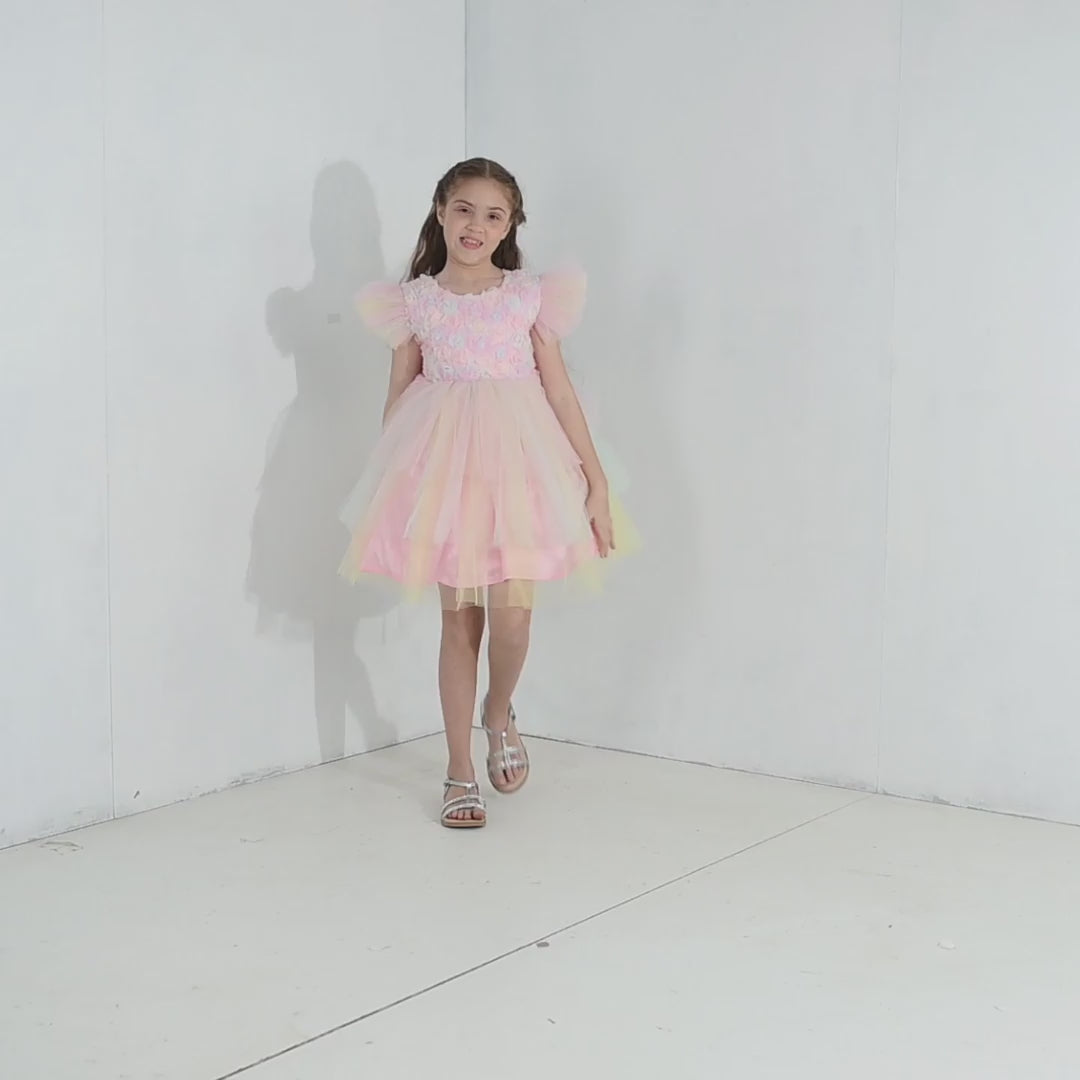 Girls Net Fancy Frock - Pink