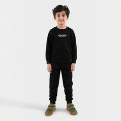 Boys Cotton Interlock 2 Pcs Suit-Black
