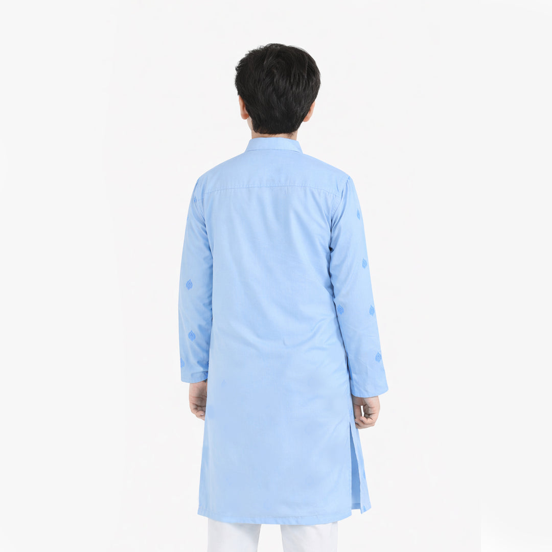 Boys Poly Viscose Printed Kurta (Breeze) - Blue