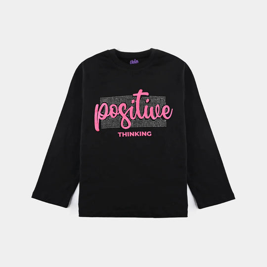 Girls Cotton Jersey T-Shirt F/S Positive-Jet Black