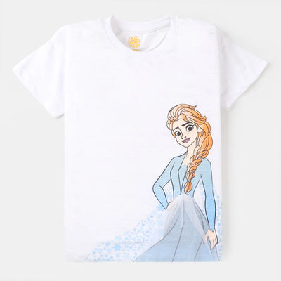 Girls Slub T-shirt Character - White