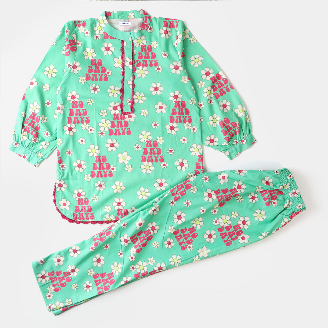 Teens Girls Cotton 2PC Suit - Green