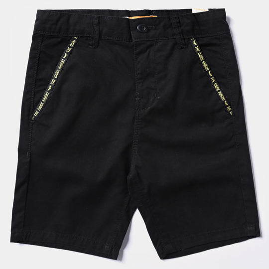 Boys Cotton Twill Short Detail-BLACK