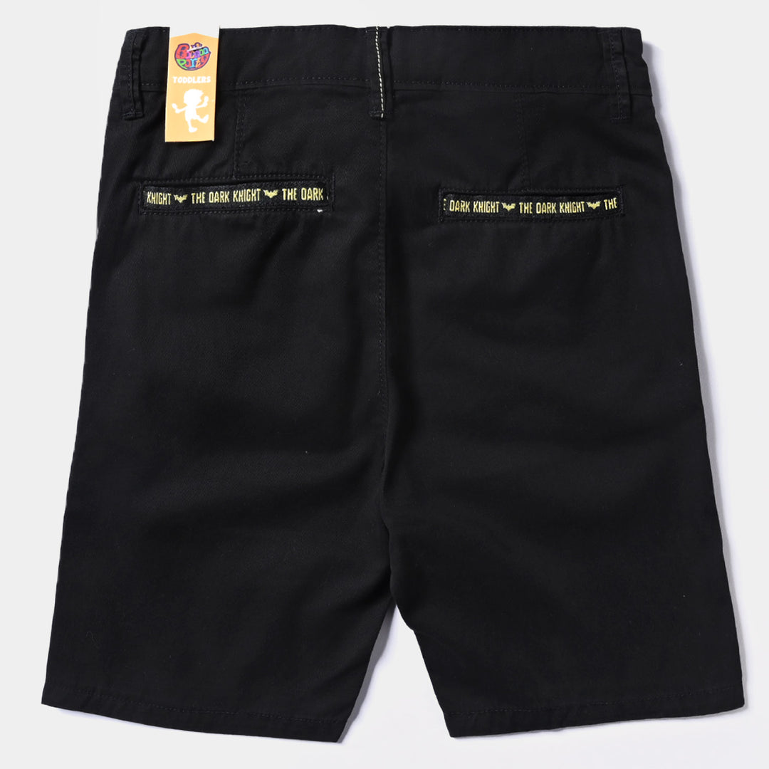 Boys Cotton Twill Short Detail-BLACK