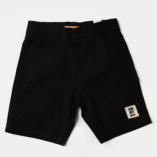 Boys Cotton Twill Short On My Way-BLACK