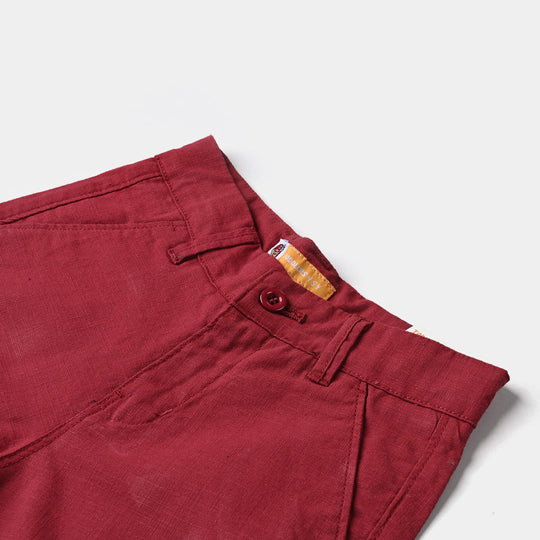 Boys Cotton Twill Short On My Way-MAROON