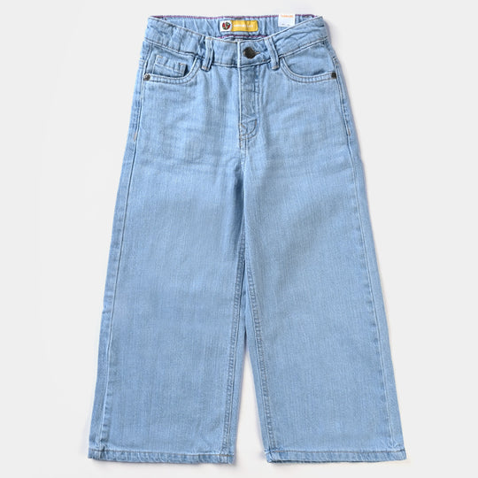 Girls Denim Pant Basic Culotte-Ice Blue