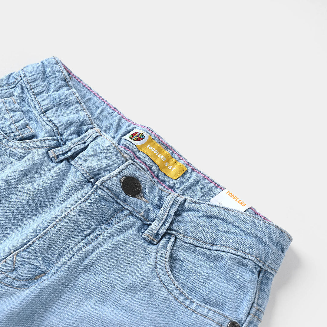 Girls Denim Pant Basic Culotte-Ice Blue