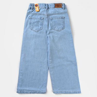 Girls Denim Pant Basic Culotte-Ice Blue