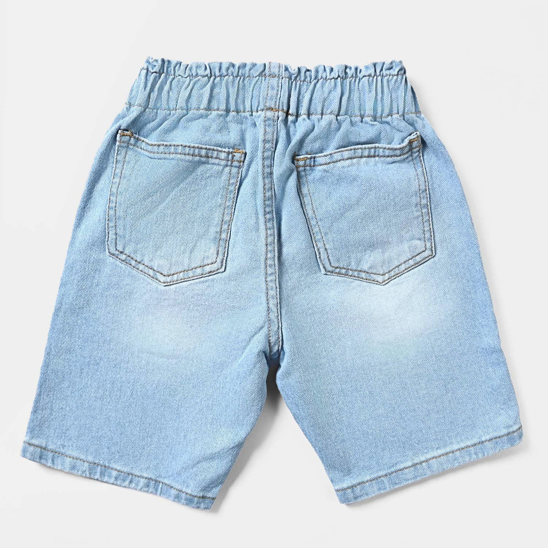 Girls Denim Short Rainbow-Ice Blue