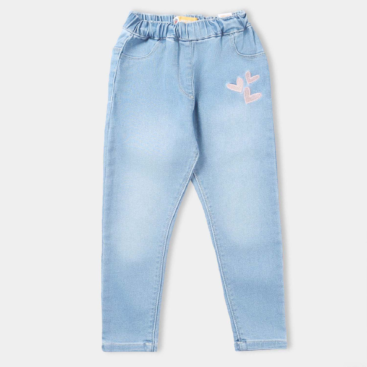 Girls Denim Jegging Hearts-Ice Blue