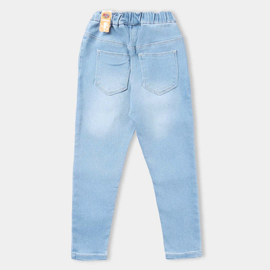 Girls Denim Jegging Hearts-Ice Blue