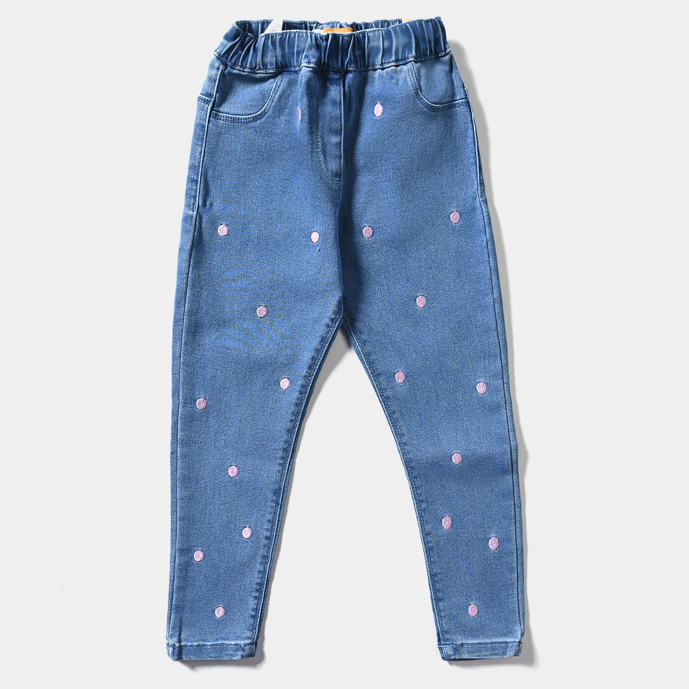 Girls Denim Jegging Polka Dot-Mid Blue