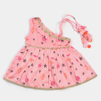 Infant Girls Jacquard Emb 2PC Suit Frill-Pink