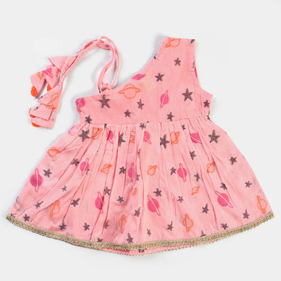 Infant Girls Jacquard Emb 2PC Suit Frill-Pink