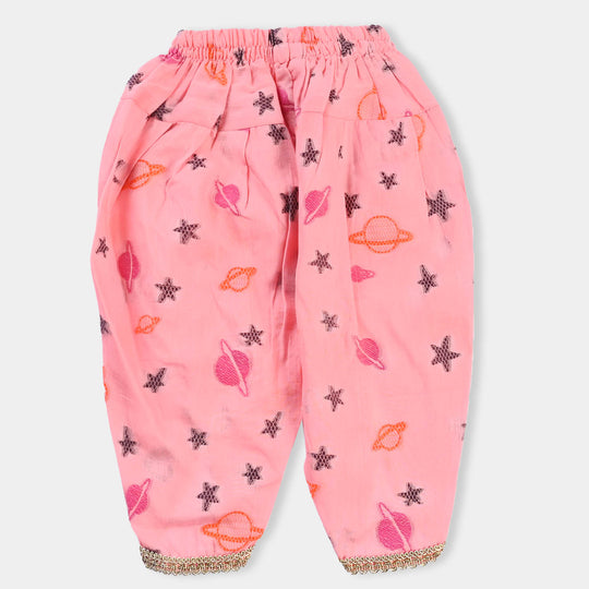 Infant Girls Jacquard Emb 2PC Suit Frill-Pink