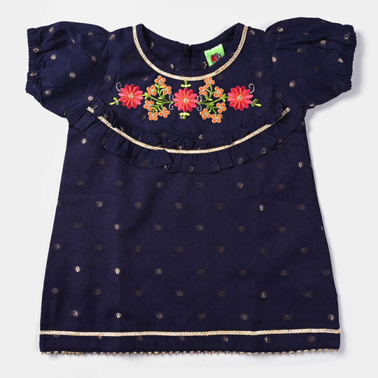 Infant Girls Jacquard 2Pcs Little Glow-Navy Blue