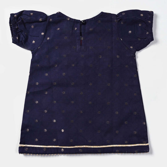 Infant Girls Jacquard 2Pcs Little Glow-Navy Blue