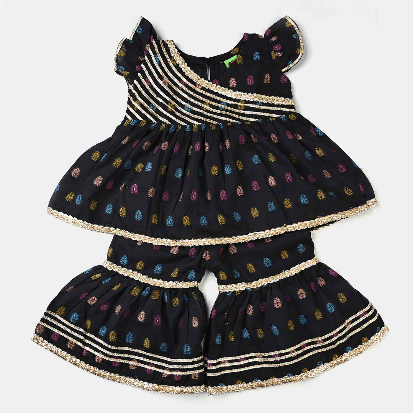 Infant Girls Jacquard 2PC Suit Little Goldy-BLACK