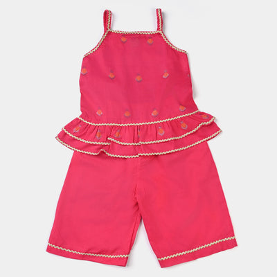 Infant Girls Jacquard 2PCs Suit Little Freeway-Magenta