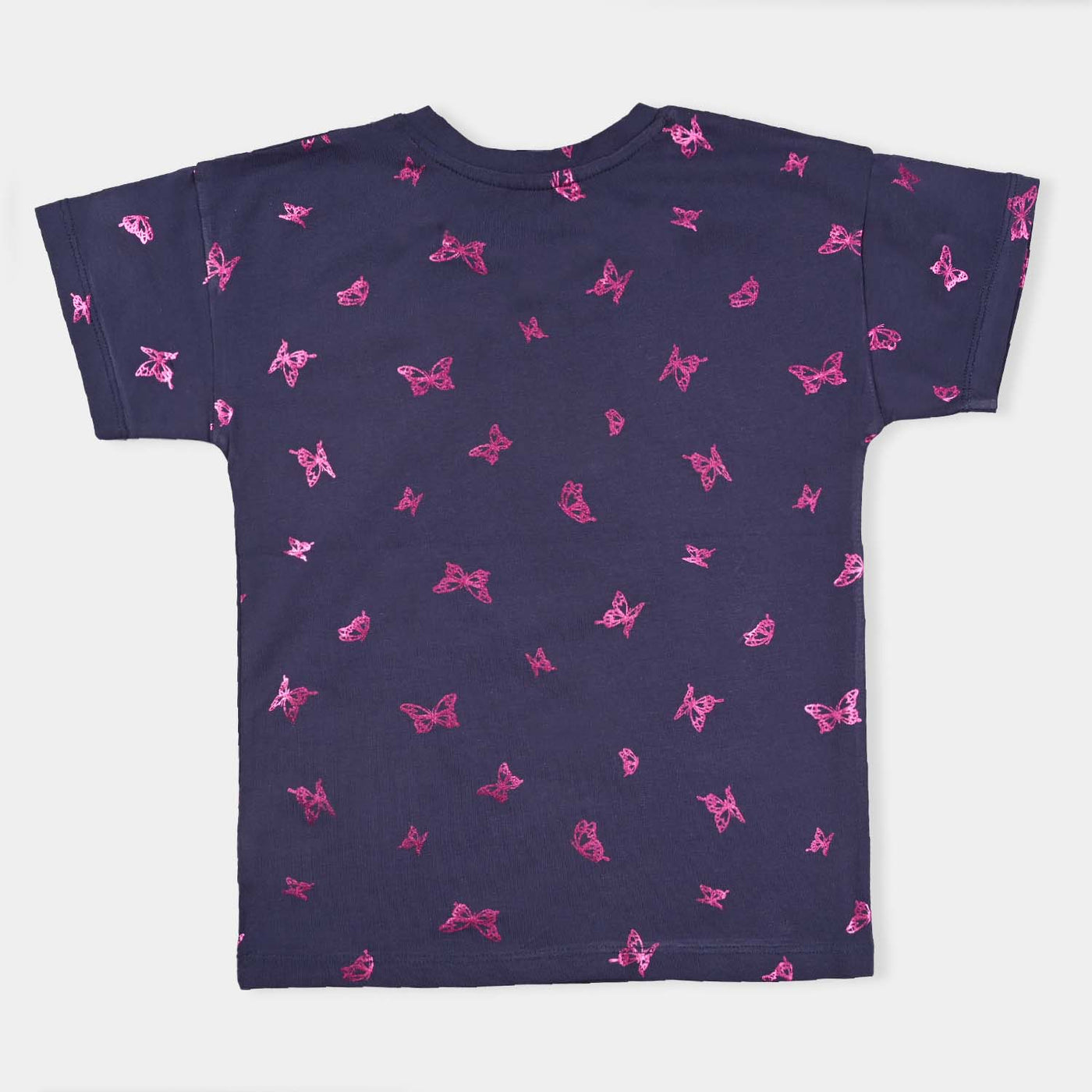 Girls Cotton Jersey T-Shirt H/S Butterfly-True Navy