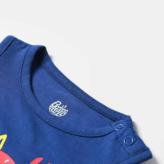 Infant Boys Cotton Jersey Sando Crab-Navy Peony