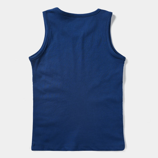 Boys Cotton Jersey Sando Surf-Navy Peony