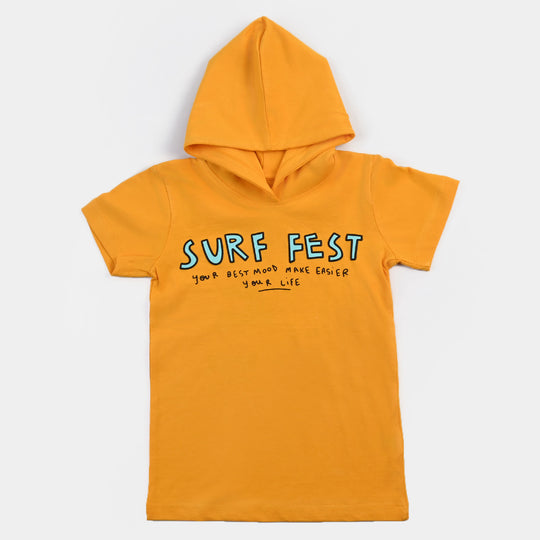 Boys Cotton Jersey T-Shirt H/S Surf Fest-Citrus