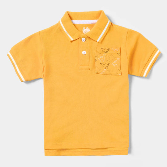 Infant Boys Cotton PK Polo Dinosaur-Citrus