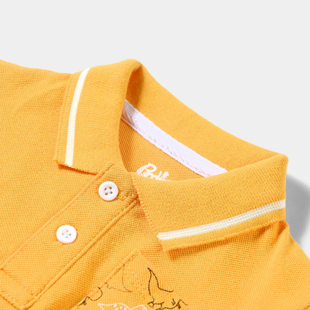 Infant Boys Cotton PK Polo Dinosaur-Citrus