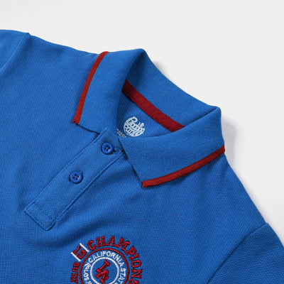 Boys Cotton PK Polo Champions-B.Blue