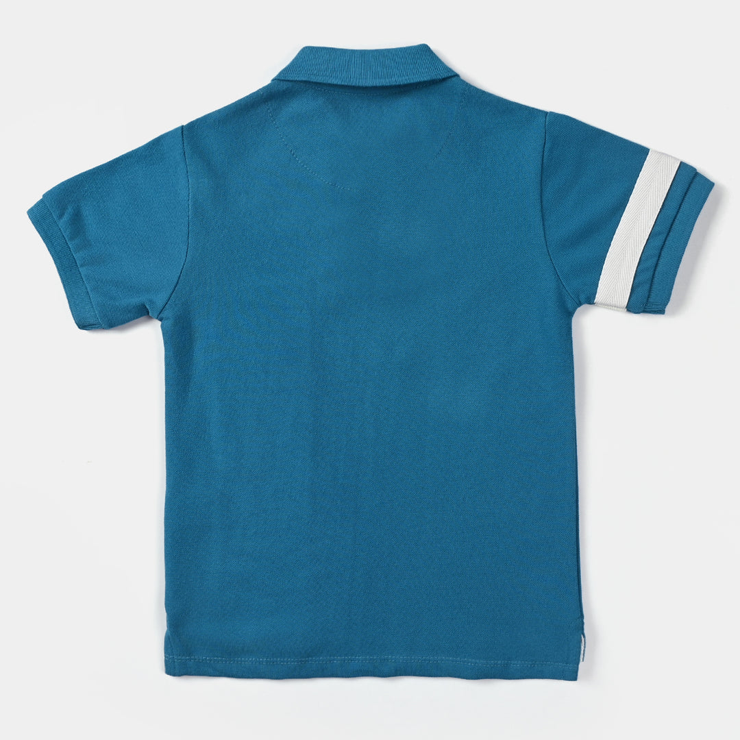 Boys Cotton PK Polo BP Club-Blue/White