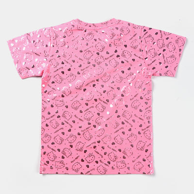 Girls Cotton Jersey T-Shirt H/S Kitty-C.Pink
