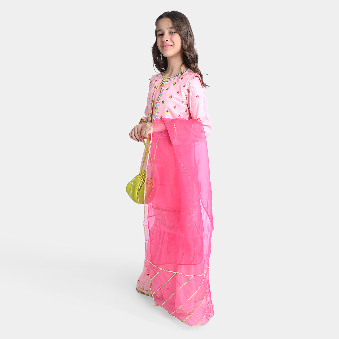 Girls Raw Silk 3PC Suit Anmol-Light Pink