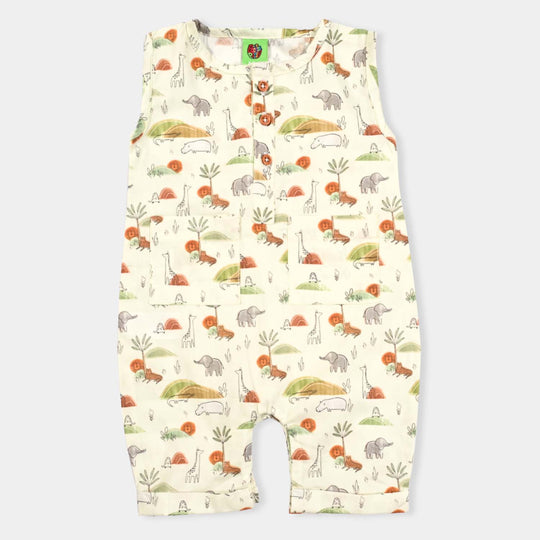 Infant Boys Cotton Romper Jungle-OFF-White