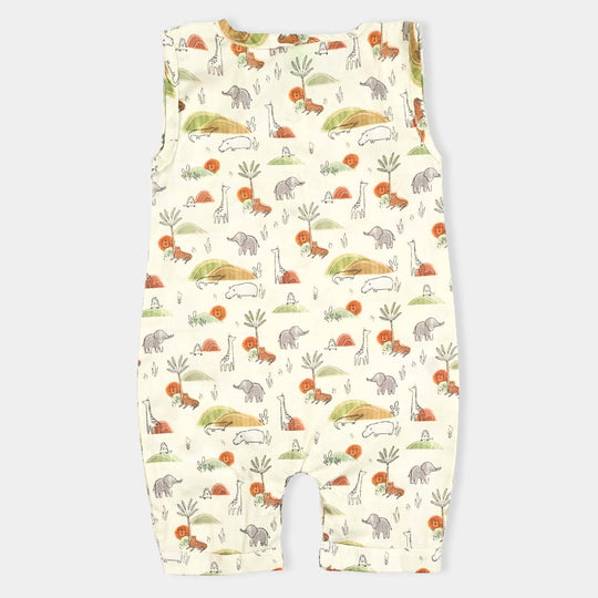 Infant Boys Cotton Romper Jungle-OFF-White