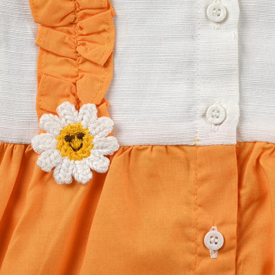 Infant Girls Cotton Romper Flower-Yellow/White