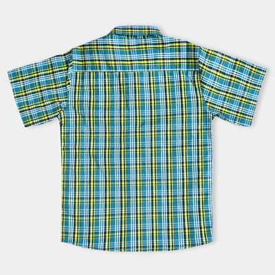 Boys Oxford Casual Shirt (Positive Attitude)-Green
