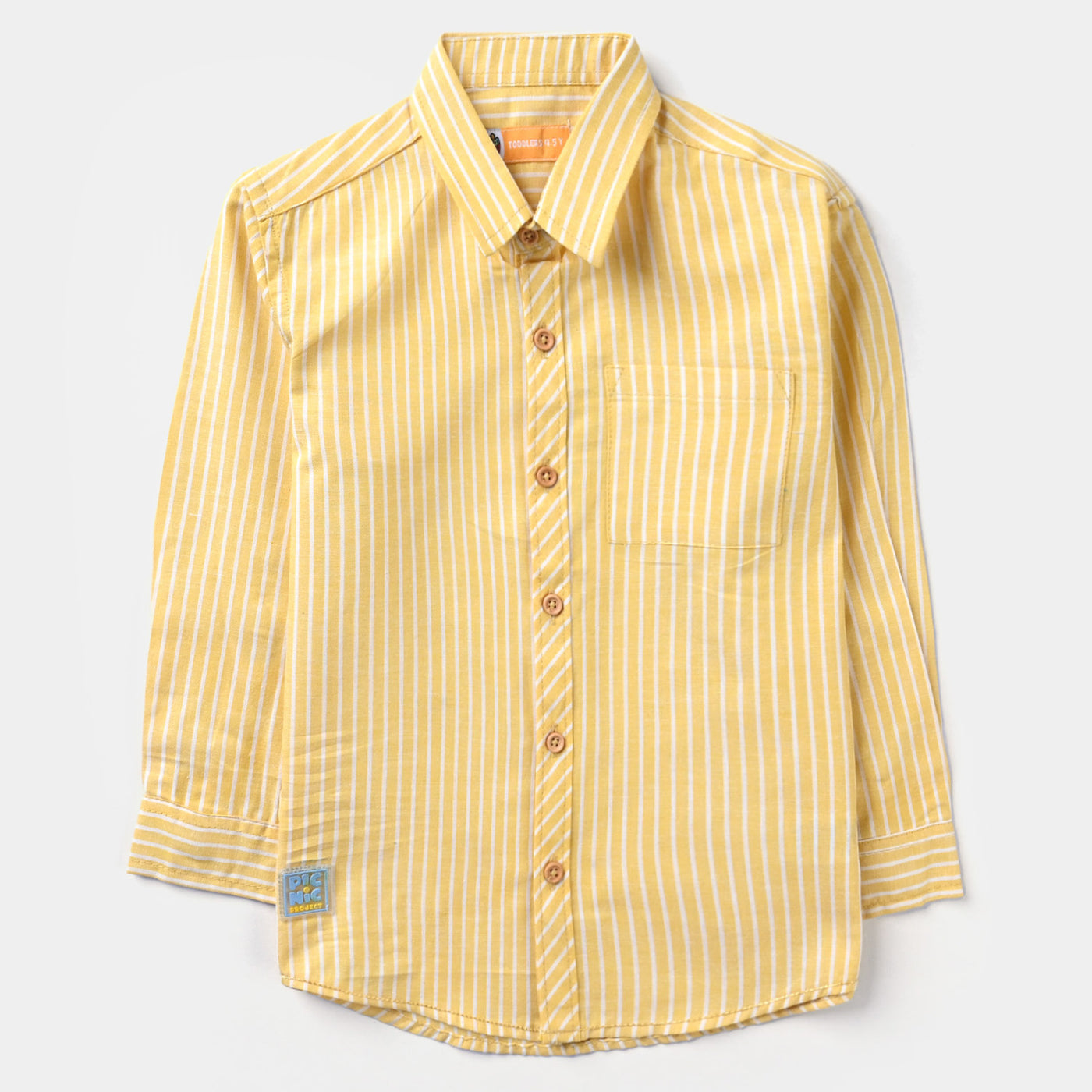 Boys Yard Dyed Casual Shirt F/S Stripes-Yellow