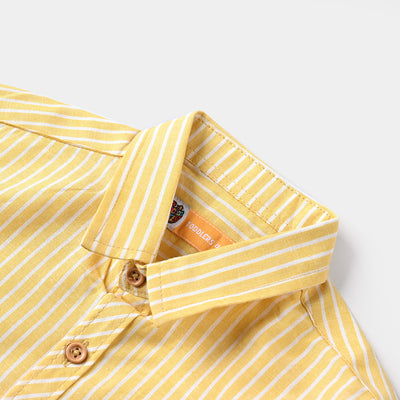 Boys Yard Dyed Casual Shirt F/S Stripes-Yellow