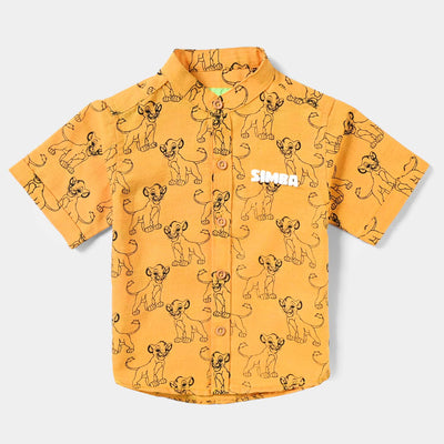 Infant Boys Cotton Slub Basic Casual Shirt (Simba)-Yellow