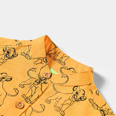 Infant Boys Cotton Slub Basic Casual Shirt (Simba)-Yellow