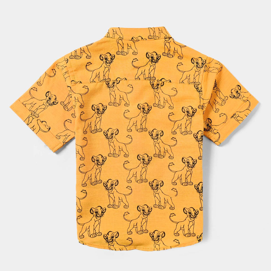 Infant Boys Cotton Slub Basic Casual Shirt (Simba)-Yellow