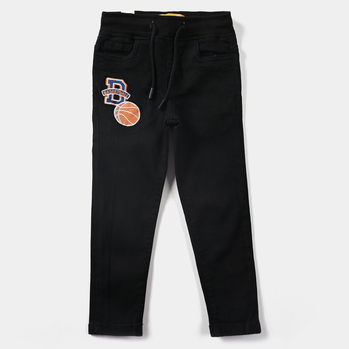 Boys Denim Stretch Pant Basket Ball-BLACK