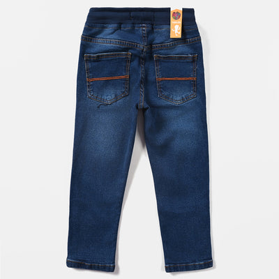 Boys Denim Stretch Pant Basket Ball-Mid Blue