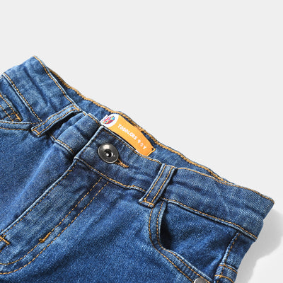 Boys Denim Stretch Short Grinding-Mid Blue