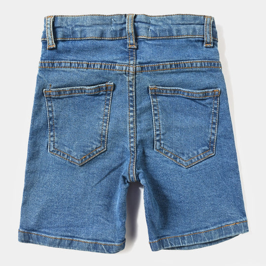 Boys Denim Stretch Short Grinding-LT.Blue