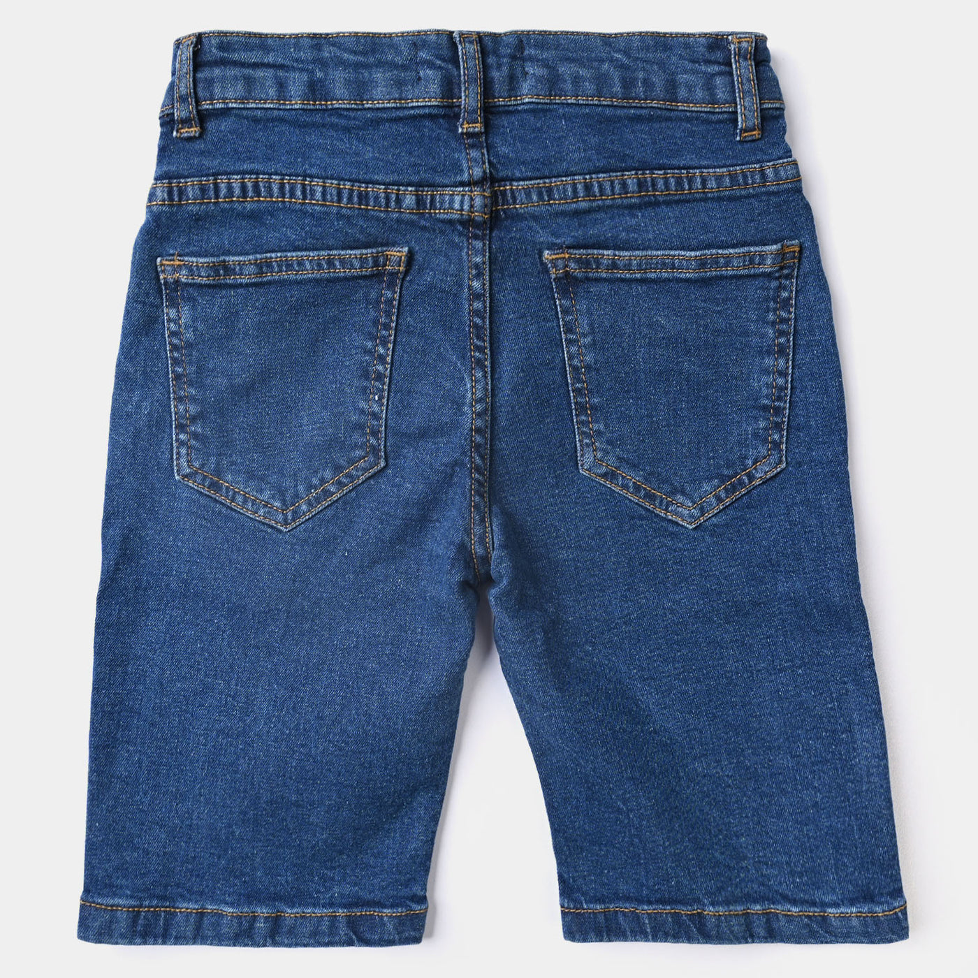 Boys Denim Stretch Short Grinding-Mid Blue