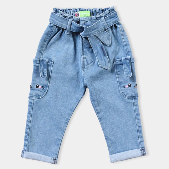 Infant Girls Denim Stretch Pant Bunny-Mid Blue