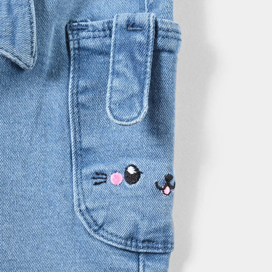 Infant Girls Denim Stretch Pant Bunny-Mid Blue